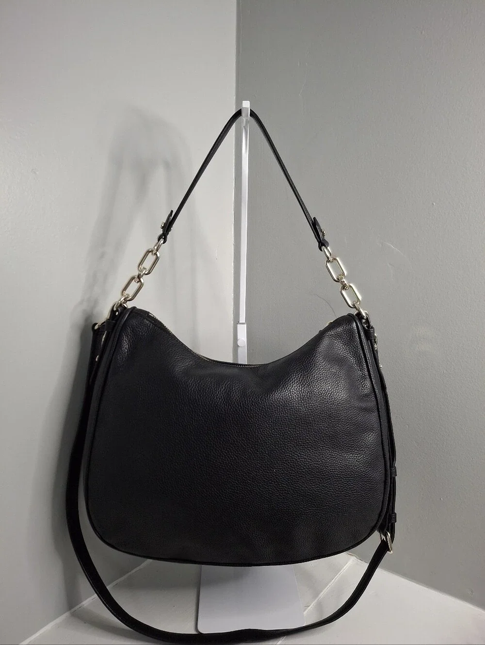 Kate Spade Pebbled Leather Convertible Hobo Bag Black EUC